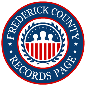 A round red, white, and blue logo with the words Frederick County Records Page for the State of Maryland.